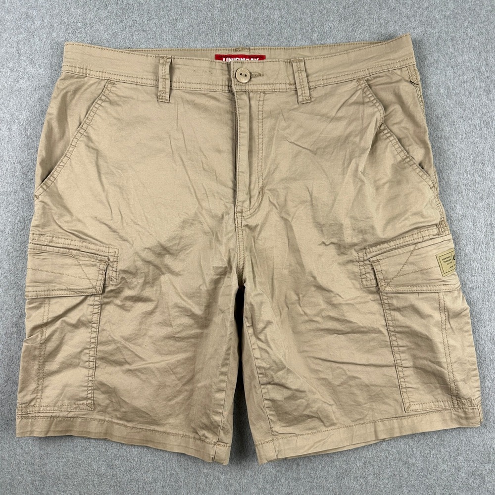 Unionbay Cargo Shorts Mens 36 Tan Khaki Messenger Belted